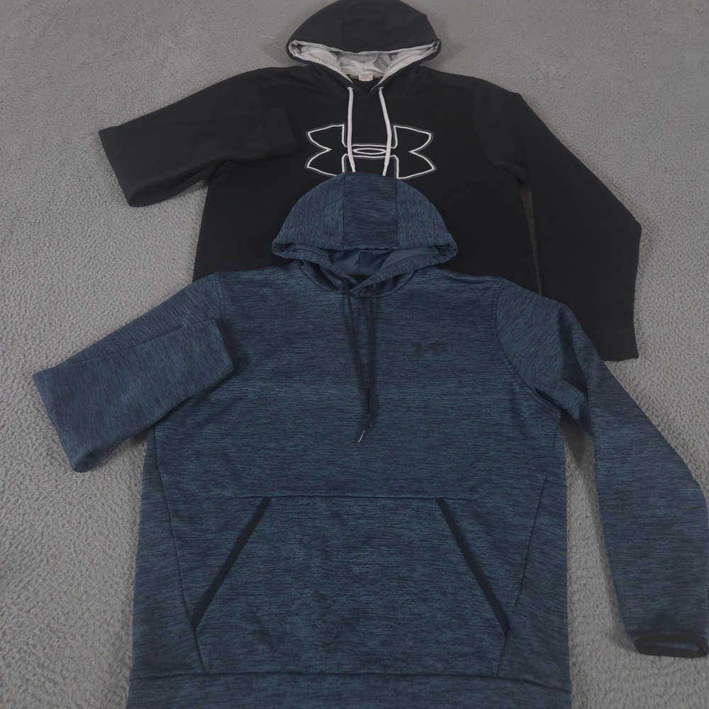LOT OF 2 Under Armour Hoodie Mens M Multi Storm Fleece Twist Big Logo Pullover
